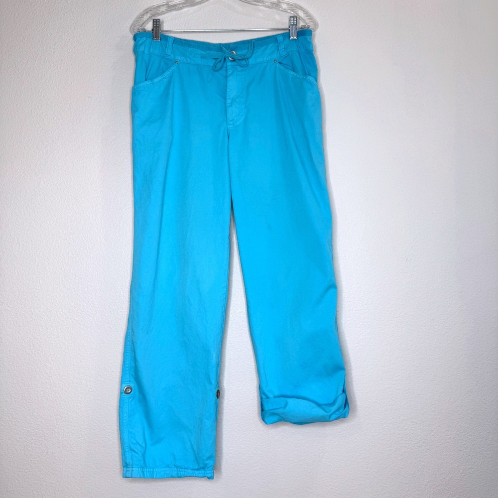 FRESH PRODUCE Convertible Pants Aqua Blue MED 100% Cotton Beach Vacation Ltwt